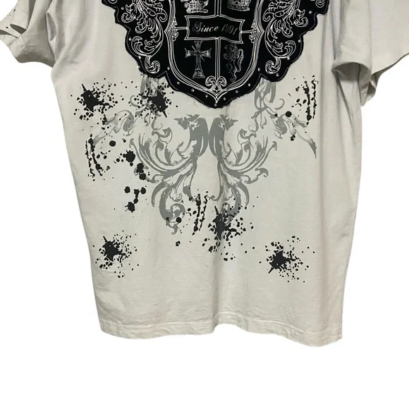 Victorious Urban Couture Graphic T Shirt Vtg Baggy White Rhinestone Goth Y2K - Picture 11 of 16